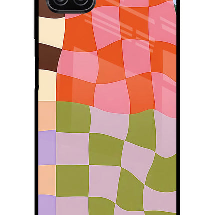 Wavy Grid Samsung A12 Metal Case Back Cover by Casekaro