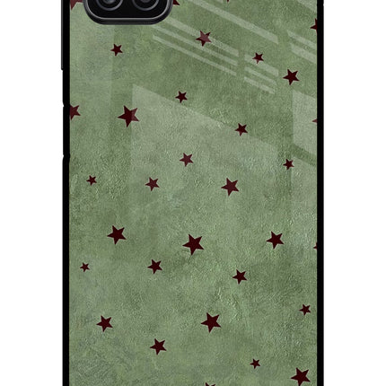 Green Stars Samsung A12 Metal Case Back Cover by Casekaro