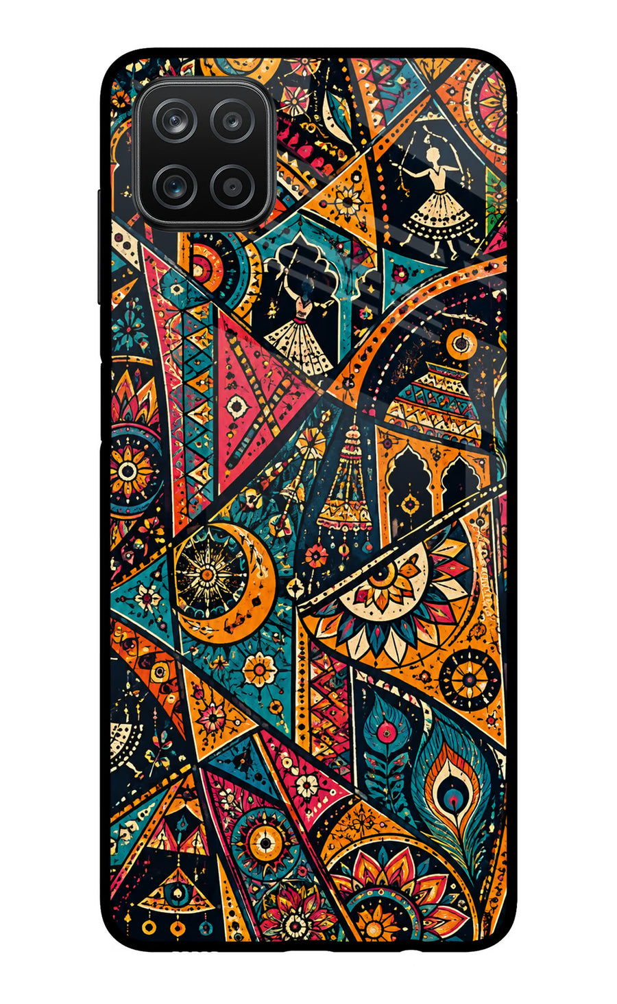 Folk Print Samsung A12 Back Cover, Metal case