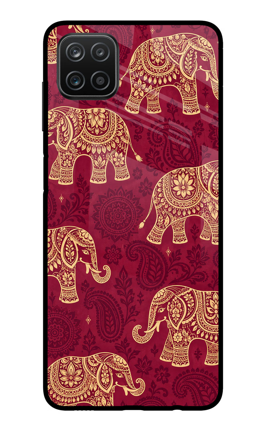 Maroon Elephant Samsung A12 Back Cover, Metal case