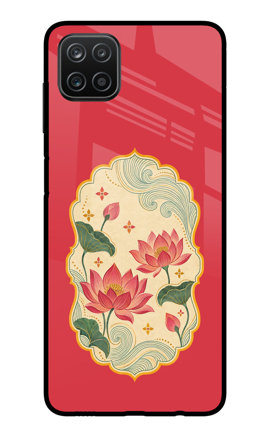 Pink Lotus Samsung A12 Back Cover, Metal case