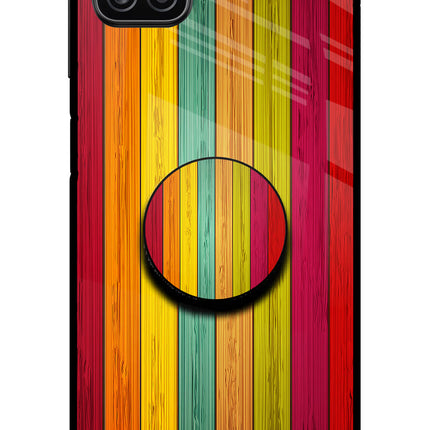 Multicolor Wooden Samsung A12 Pop Case by Casekaro