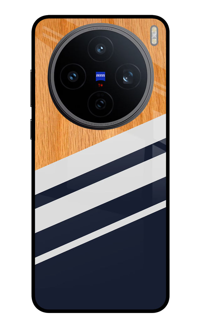 Blue and white wooden Vivo X200T Metal Case Back Cover by Casekaro