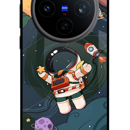Cartoon Astronaut Vivo X200T Metal Case Back Cover by Casekaro