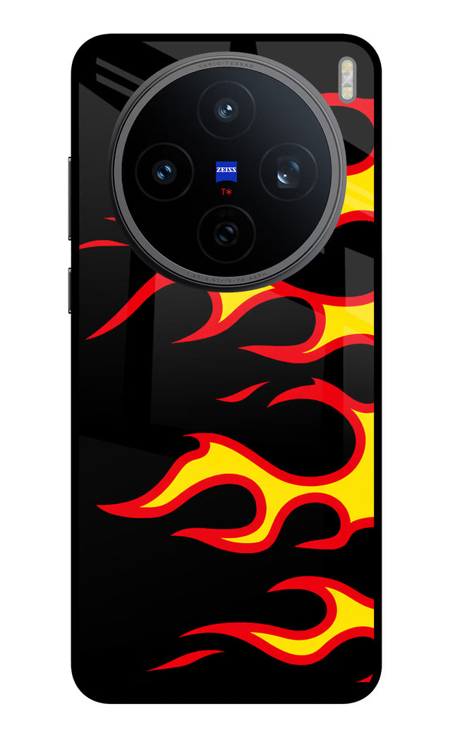 Side Sweep Flames Vivo X200T Metal Case Back Cover by Casekaro
