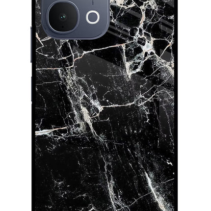 Black Marble Texture iQOO Z11x 5G Metal Case Back Cover by Casekaro