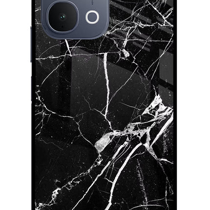 Black Marble Pattern iQOO Z11x 5G Metal Case Back Cover by Casekaro
