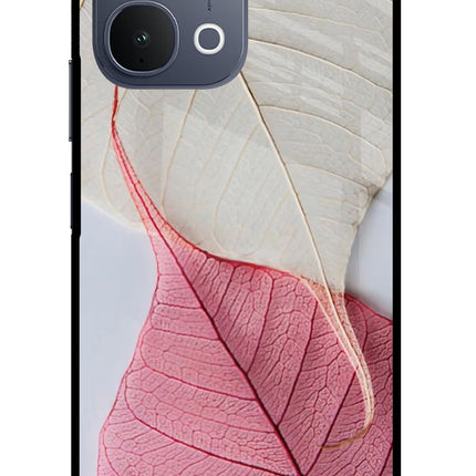 White Pink Leaf iQOO Z11x 5G Metal Case Back Cover by Casekaro