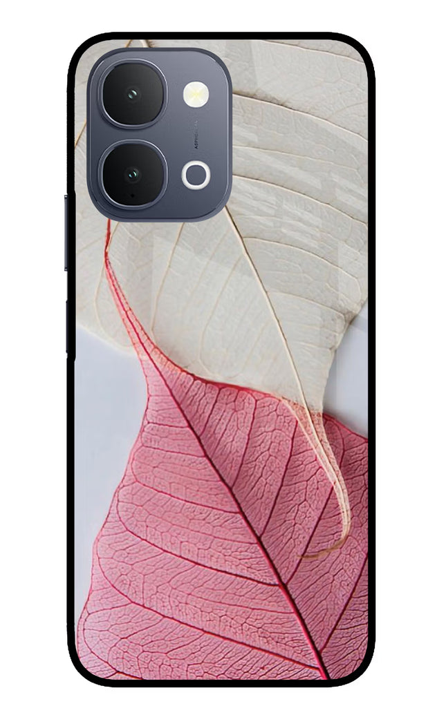White Pink Leaf iQOO Z11x 5G Metal Case Back Cover by Casekaro