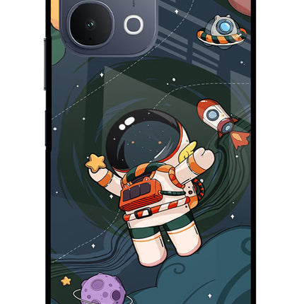 Cartoon Astronaut iQOO Z11x 5G Metal Case Back Cover by Casekaro