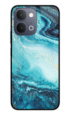 Blue Glitter Marble iQOO Z11x 5G Metal Case Back Cover by Casekaro