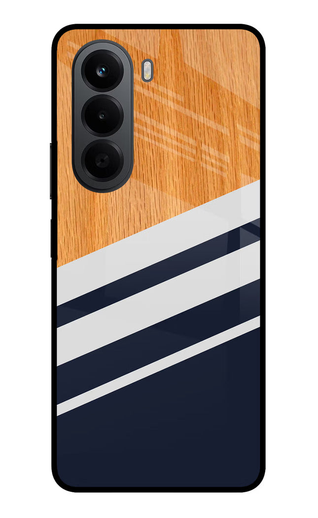 Blue and white wooden OnePlus Nord CE6 Lite Metal Case Back Cover by Casekaro