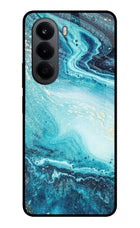 Blue Glitter Marble OnePlus Nord CE6 Lite Metal Case Back Cover by Casekaro