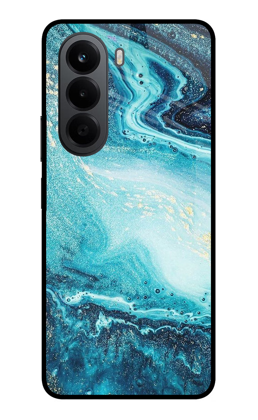 Blue Glitter Marble OnePlus Nord CE6 Lite Back Cover, Metal case