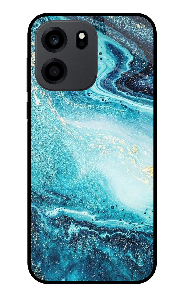 Blue Glitter Marble OnePlus Nord CE 6 Metal Case Back Cover by Casekaro