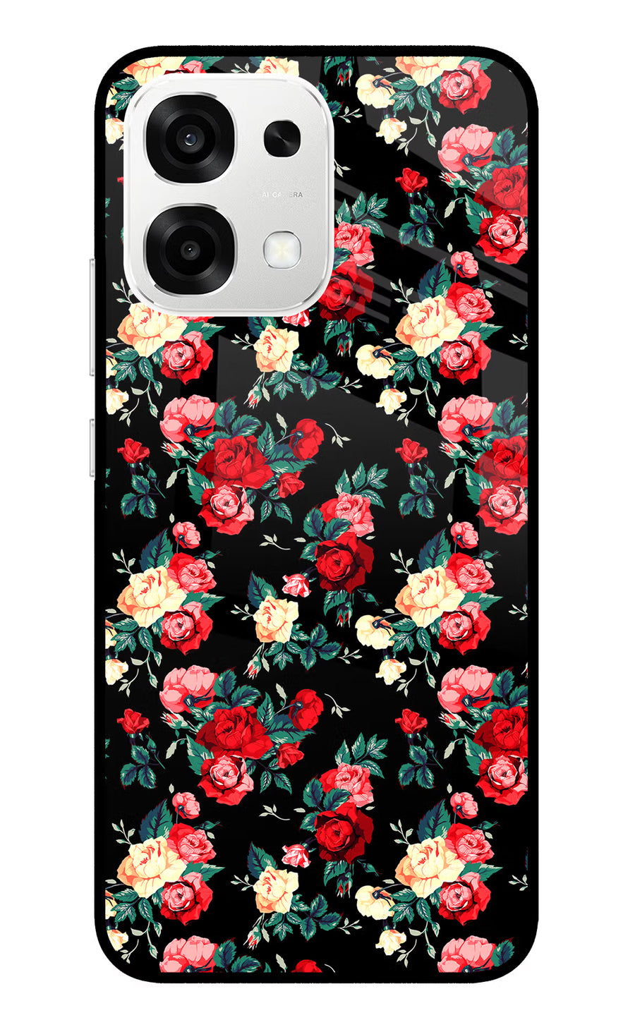 Rose Pattern Oppo F33 5G Back Cover, Metal case