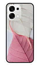 White Pink Leaf Oppo F33 5G Metal Case Back Cover by Casekaro
