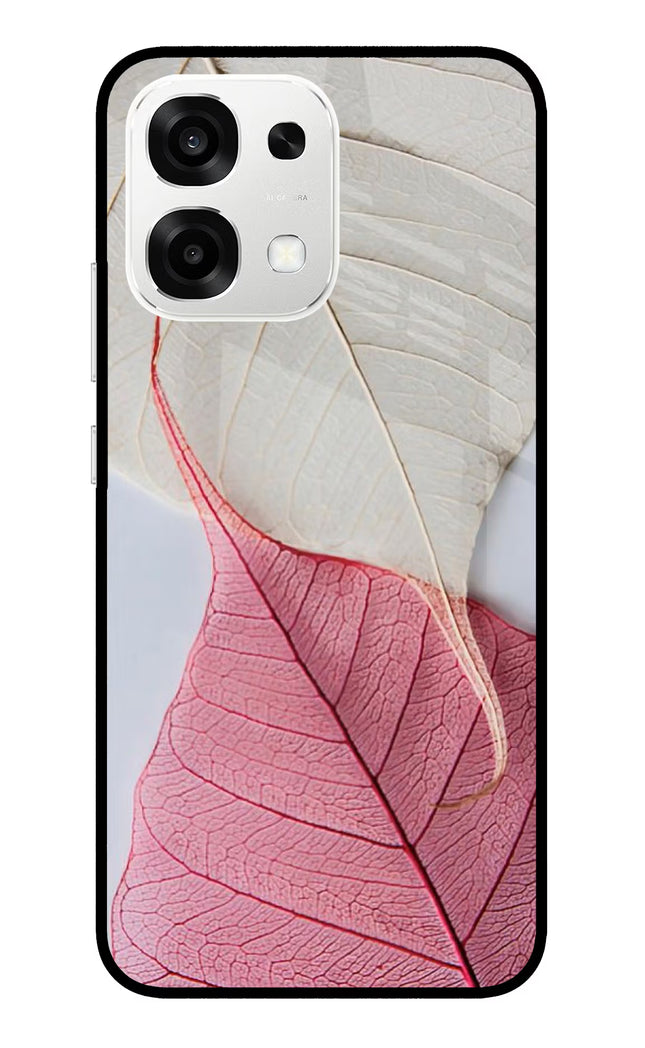 White Pink Leaf Oppo F33 5G Metal Case Back Cover by Casekaro