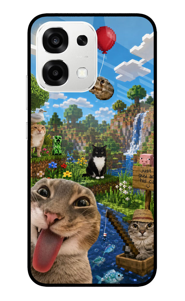 Minecraft Cat Chaos Oppo F33 5G Metal Case Back Cover by Casekaro