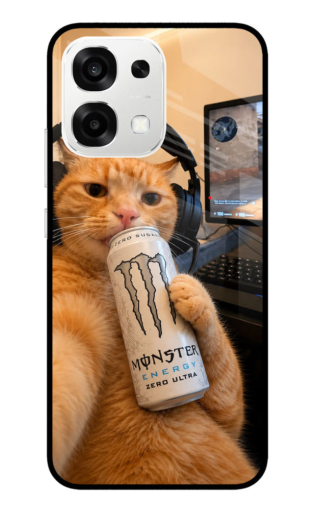 Gamer Cat Energy Oppo F33 5G Metal Case Back Cover by Casekaro
