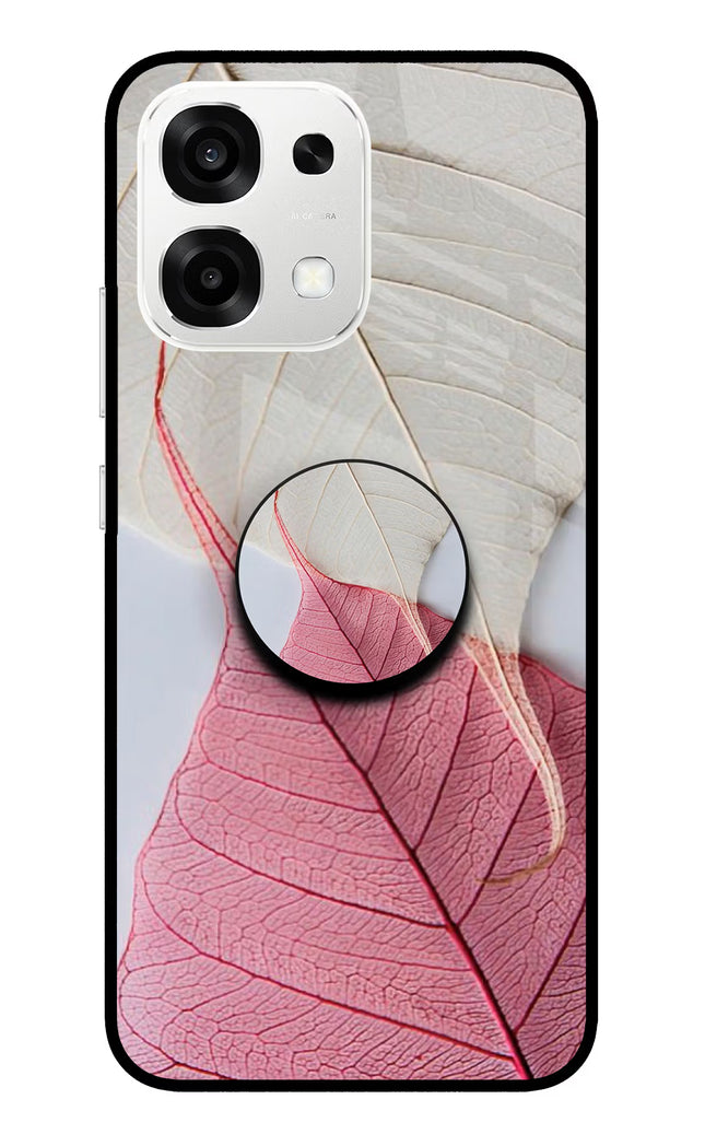 White Pink Leaf Oppo F33 5G Pop Case by Casekaro