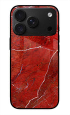 Red Marble Design iPhone 18 Pro Metal Case Back Cover by Casekaro
