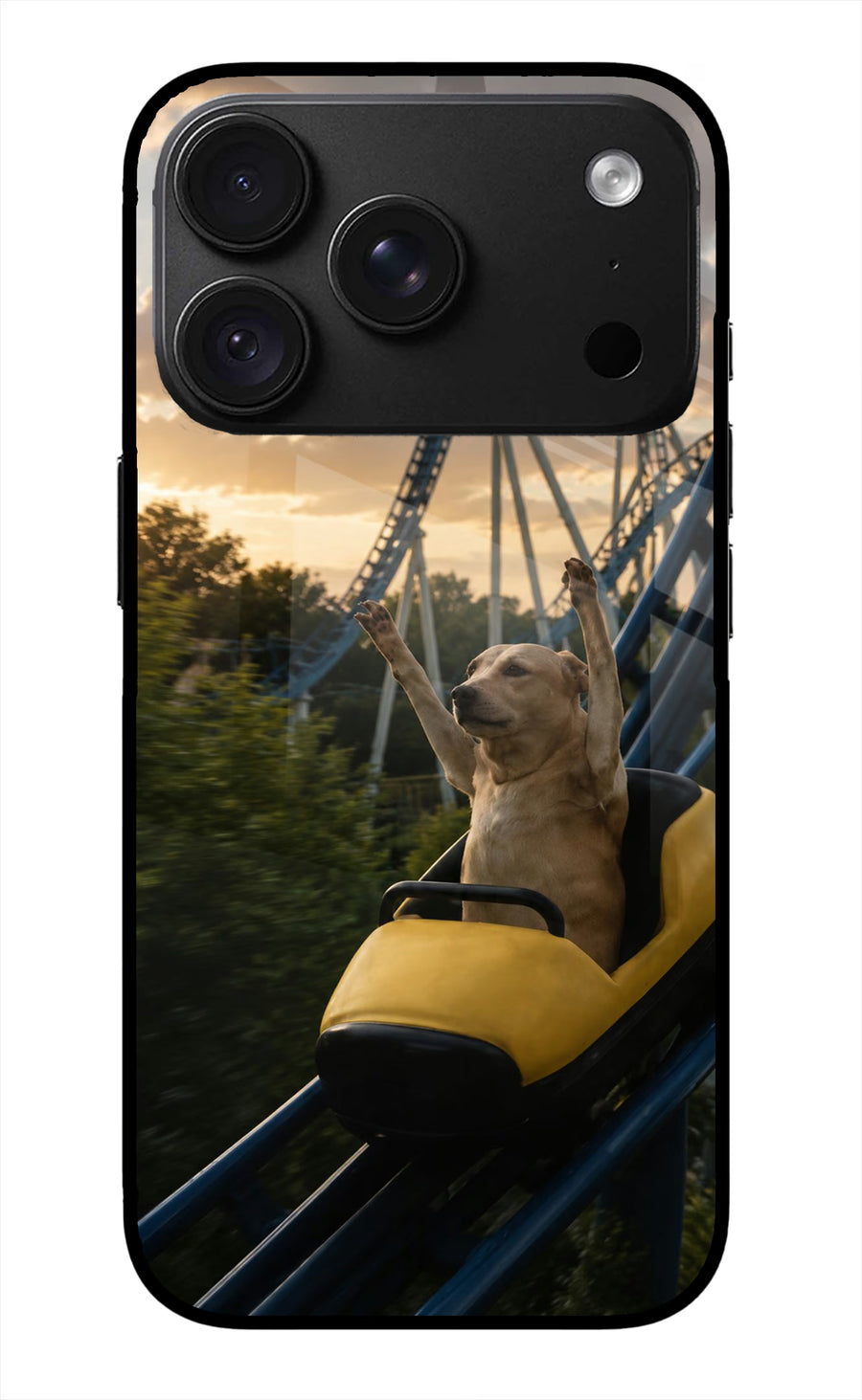 Rollercoaster Dog iPhone 18 Pro Back Cover, Metal case