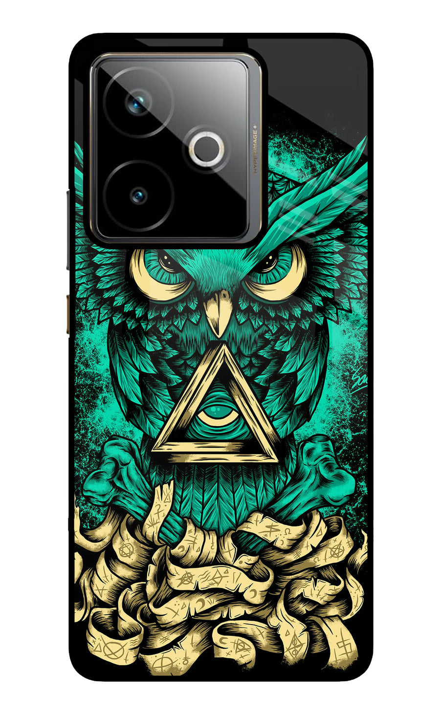 Green Owl Realme GT 7T Back Cover, Metal case
