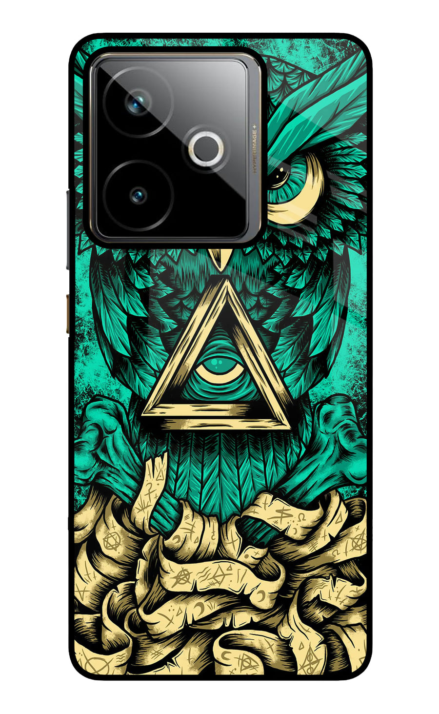 Green Owl Realme GT 7T Back Cover, Metal case