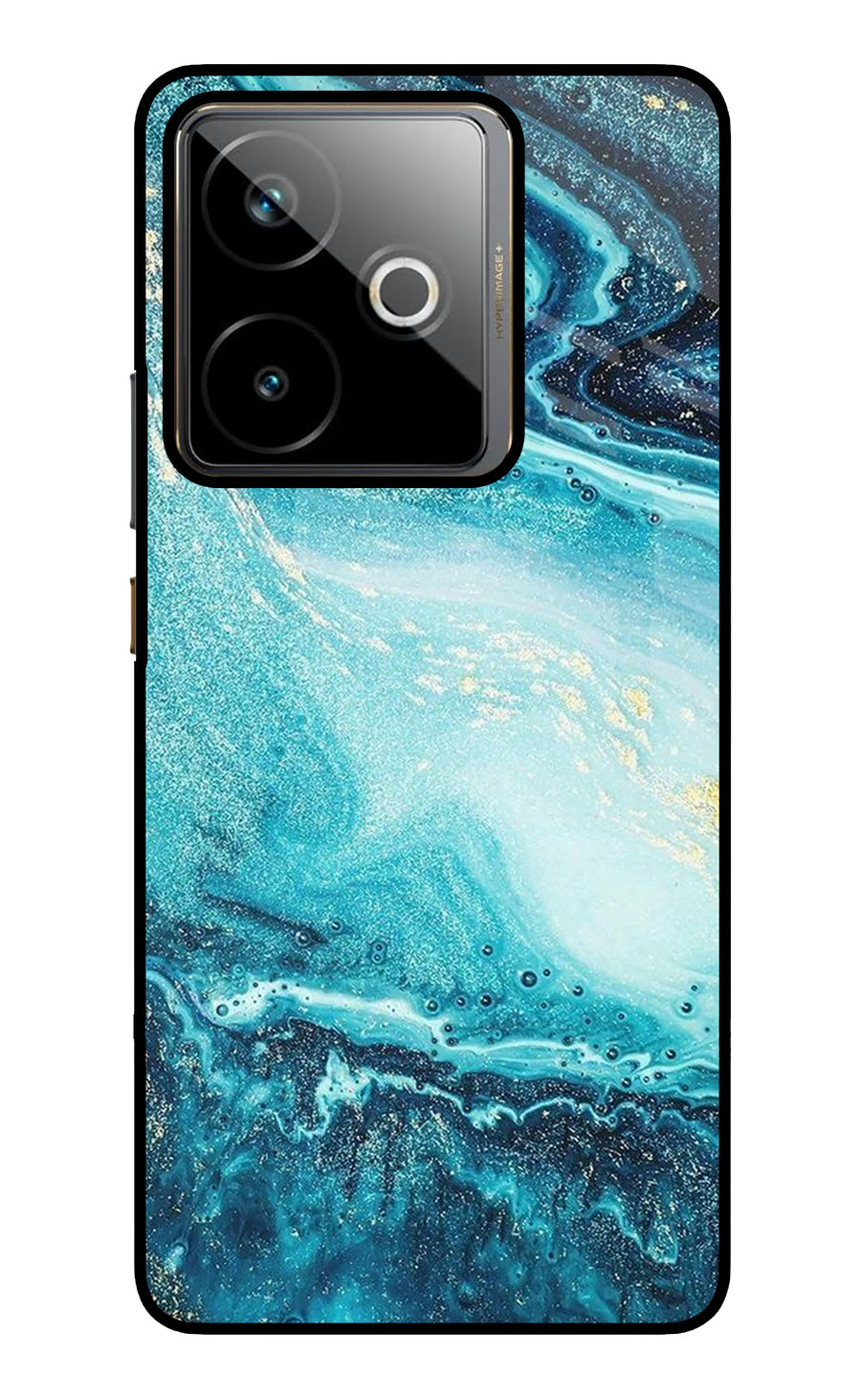 Blue Glitter Marble Realme GT 7T Back Cover, Metal case