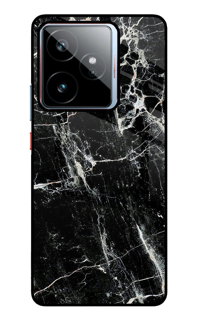 Black Marble Texture Realme GT 7 Metal Case Back Cover by Casekaro
