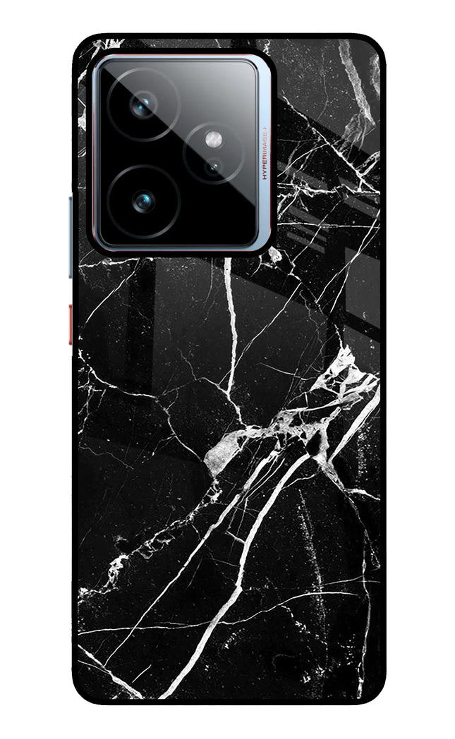 Black Marble Pattern Realme GT 7 Metal Case Back Cover by Casekaro