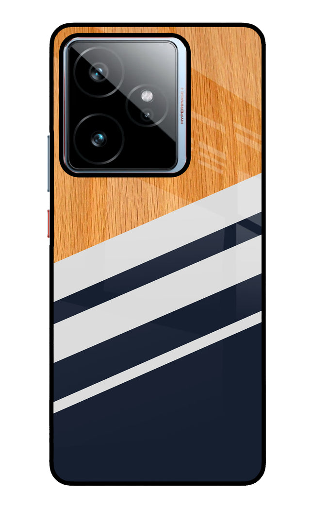 Blue and white wooden Realme GT 7 Metal Case Back Cover by Casekaro
