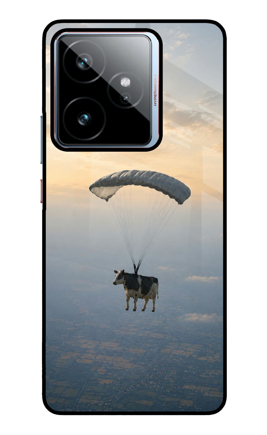 Skydiving Cow Realme GT 7 Back Cover, Metal case
