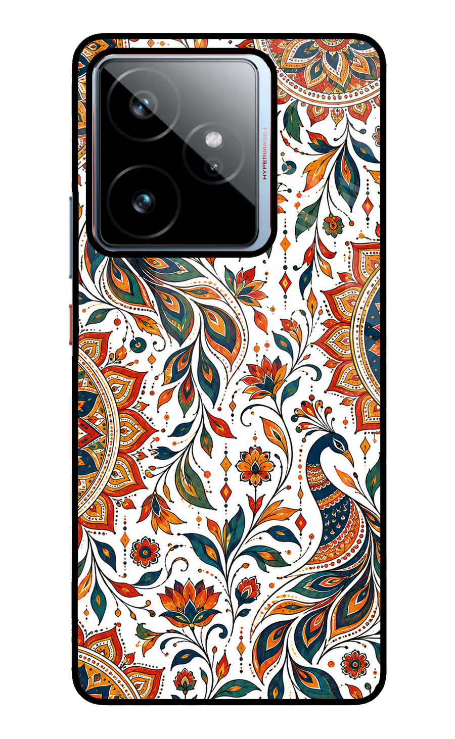 White Mayura Realme GT 7 Back Cover, Metal case