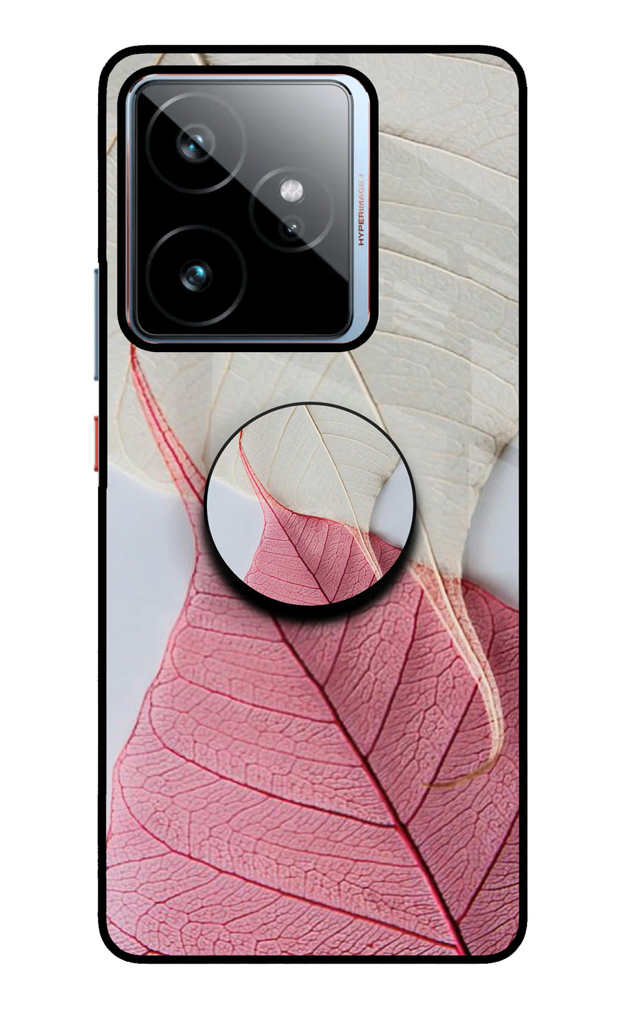 White Pink Leaf Realme GT 7 Pop Case, Metal case