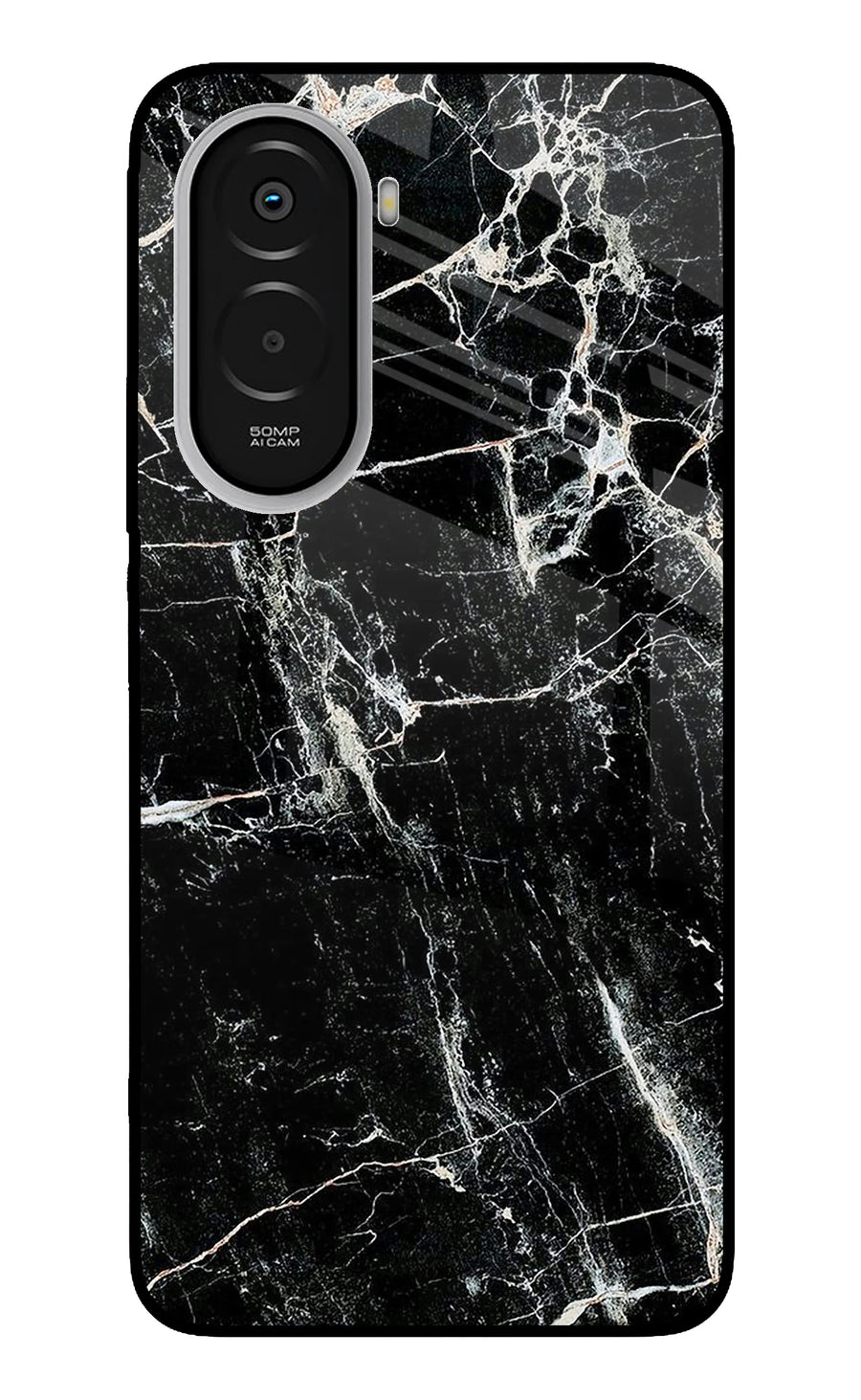 Black Marble Texture Poco M7 Plus 5G Back Cover, Metal case