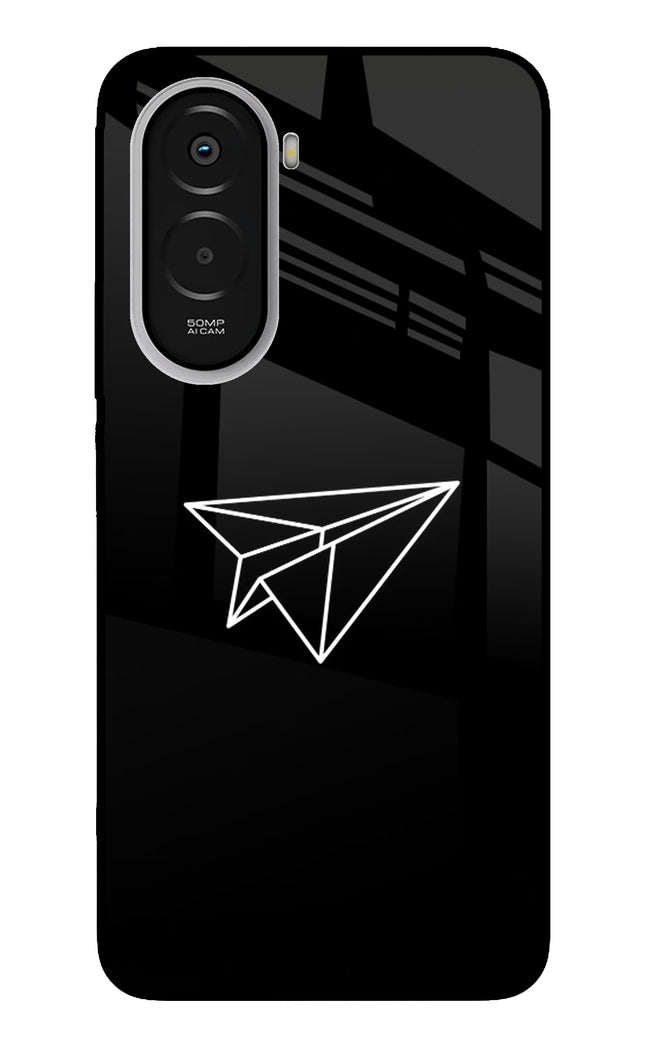 Paper Plane White Poco M7 Plus 5G Metal Case Back Cover by Casekaro