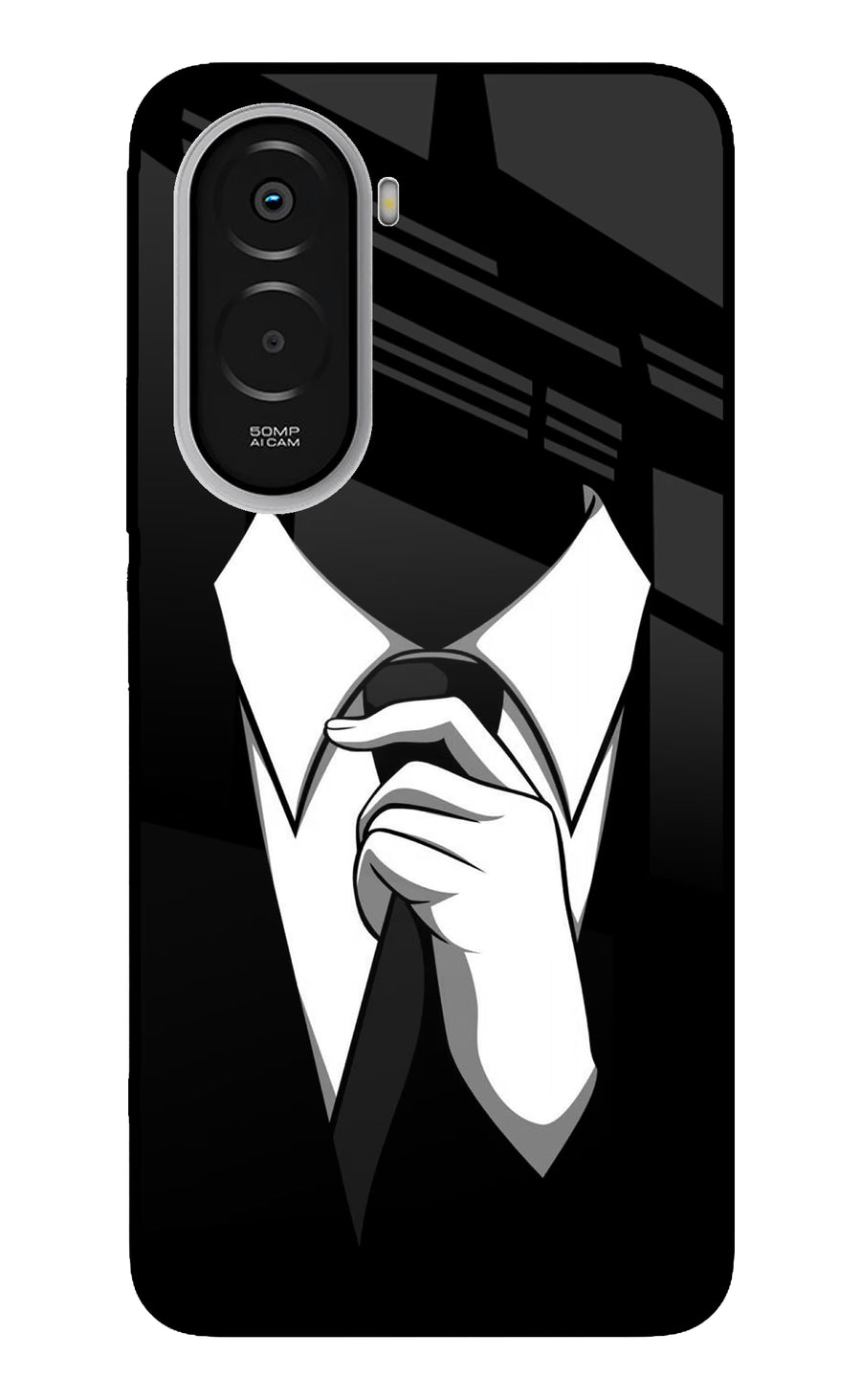 Black Tie Poco M7 Plus 5G Back Cover, Metal case