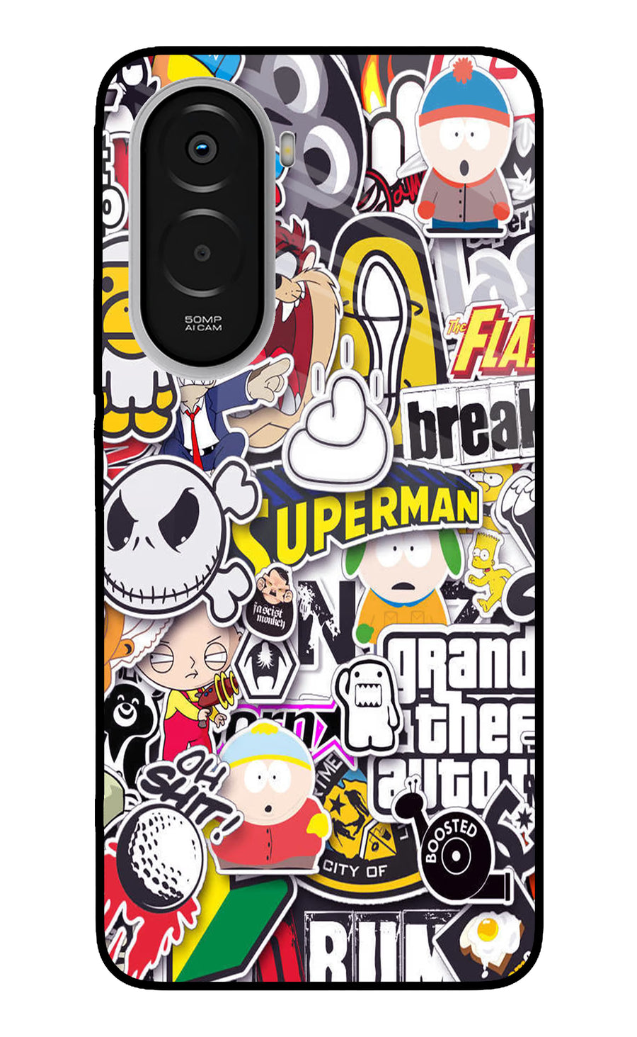 Sticker Bomb Poco M7 Plus 5G Back Cover, Metal case