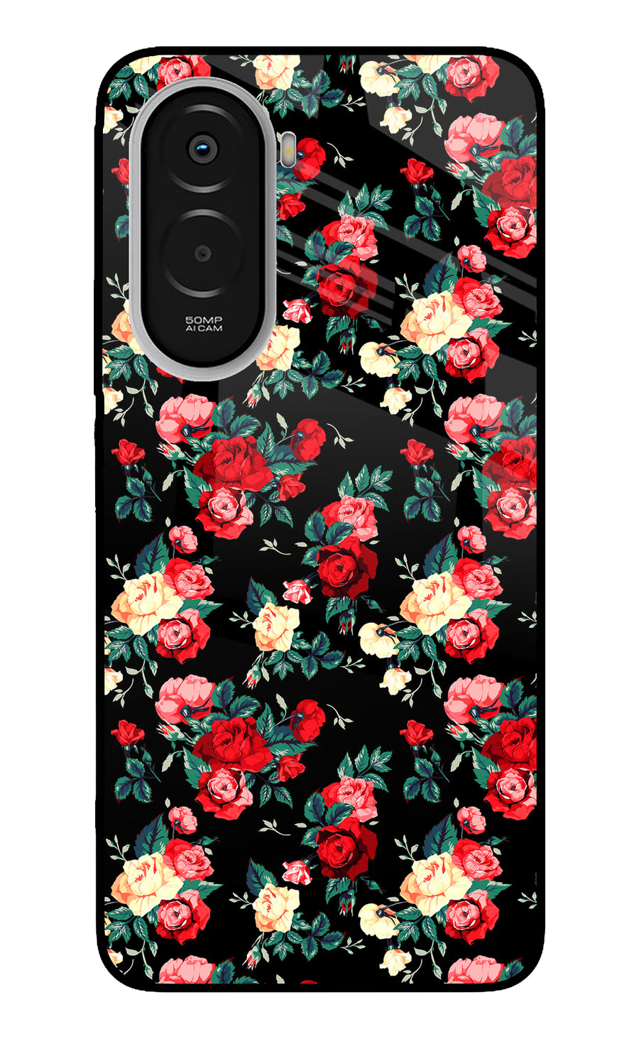 Rose Pattern Poco M7 Plus 5G Back Cover, Metal case