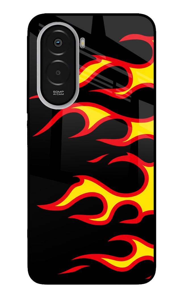 Side Sweep Flames Poco M7 Plus 5G Metal Case Back Cover by Casekaro