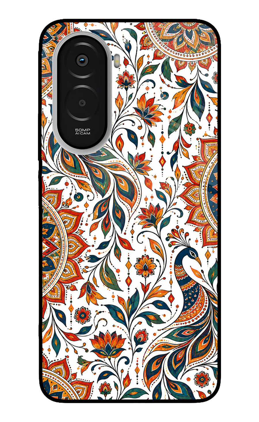 White Mayura Poco M7 Plus 5G Back Cover, Metal case