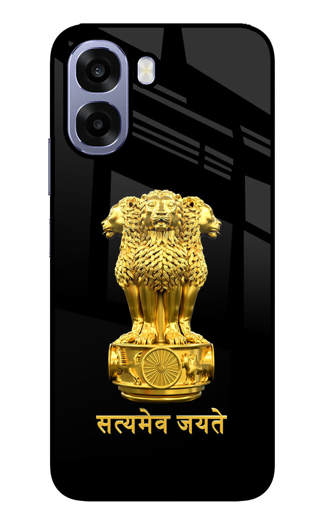 Satyamev Jayate Golden Oppo A6 5G Metal Case Back Cover by Casekaro
