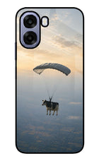 Skydiving Cow Oppo A6 5G Metal Case Back Cover by Casekaro
