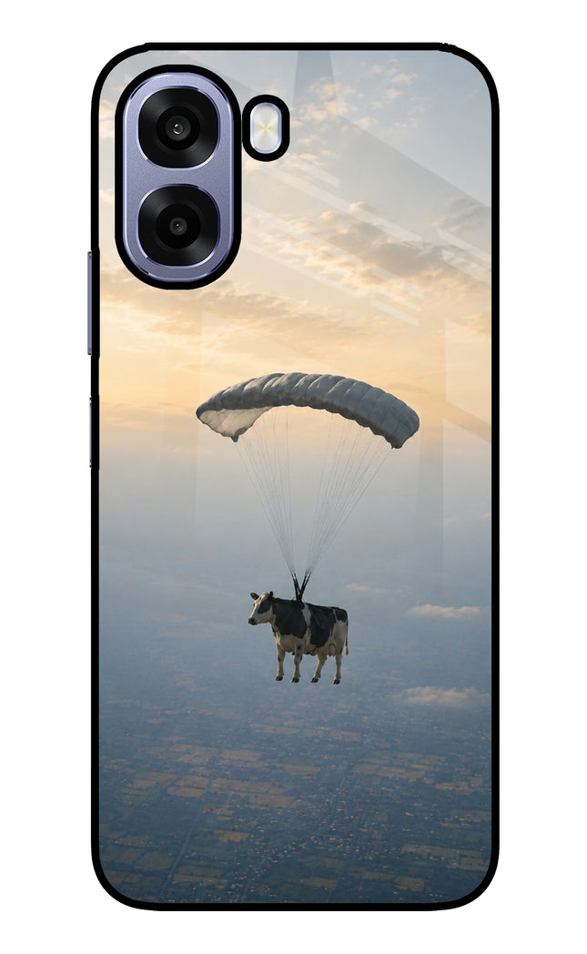 Skydiving Cow Oppo A6 5G Metal Case Back Cover by Casekaro