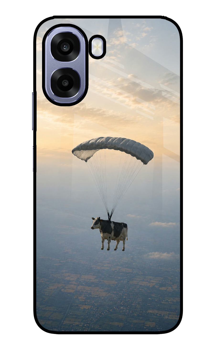 Skydiving Cow Oppo A6 5G Back Cover, Metal case