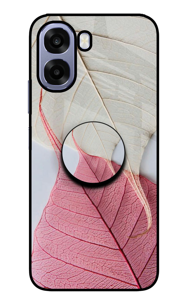 White Pink Leaf Oppo A6 5G Pop Case by Casekaro