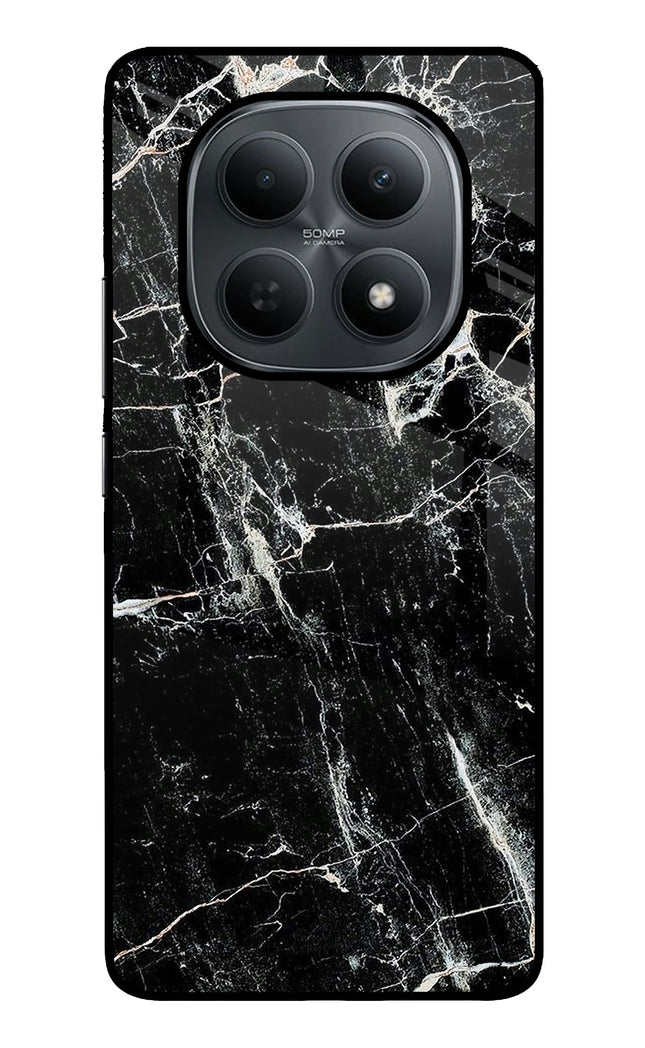 Black Marble Texture Poco M8 5G Metal Case Back Cover by Casekaro