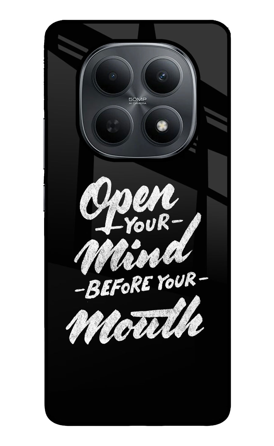 Open Your Mind Before Your Mouth Poco M8 5G Back Cover, Metal case